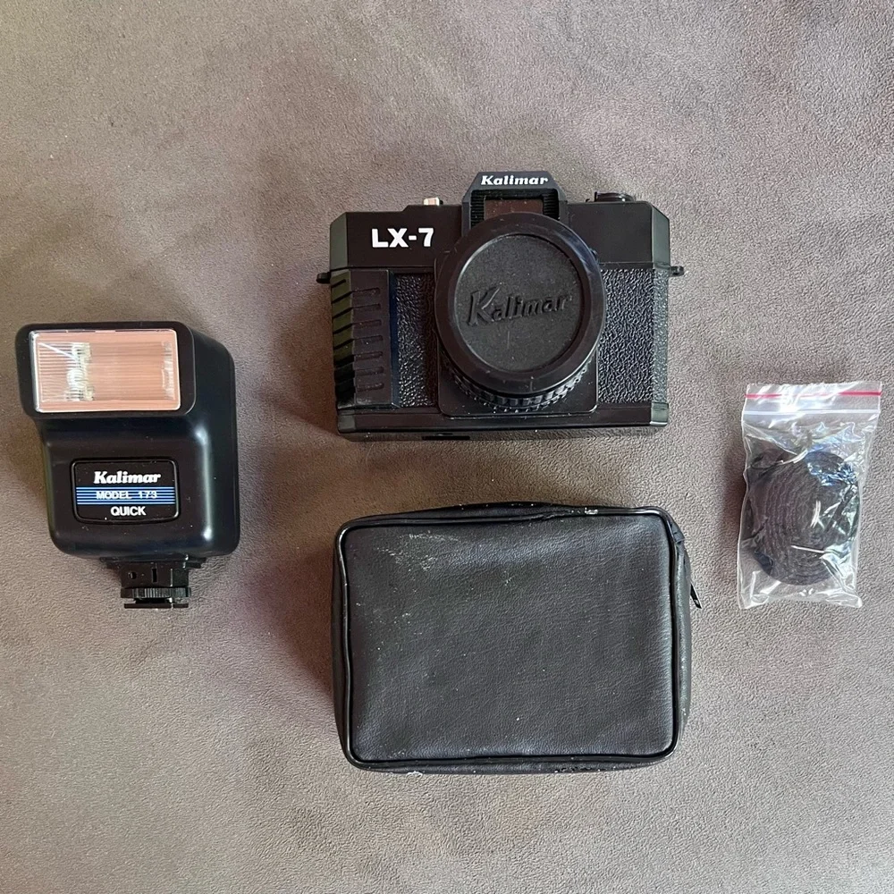 Vintage 1980's Kalimar LX-7 Deluxe 35mm Camera Outfit With Flash & Case K-6009